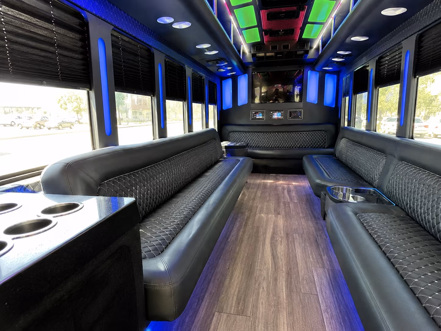 palm coast 15 passenger party bus inside