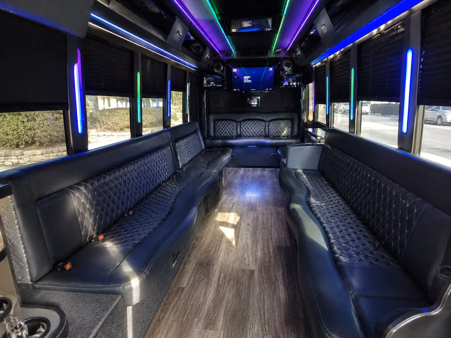 palm coast 15 passenger party bus interior