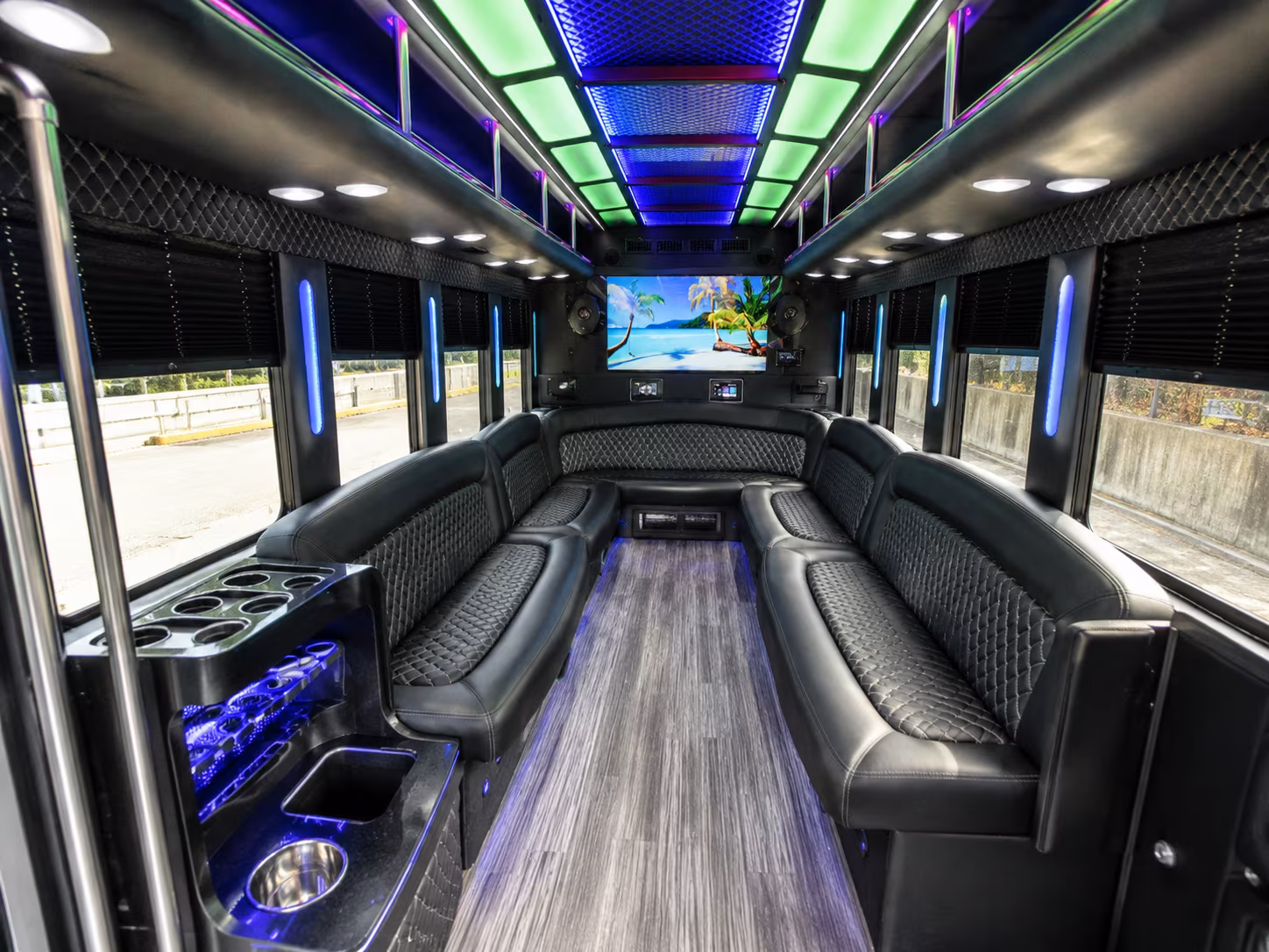 palm coast 18 passenger party bus inside