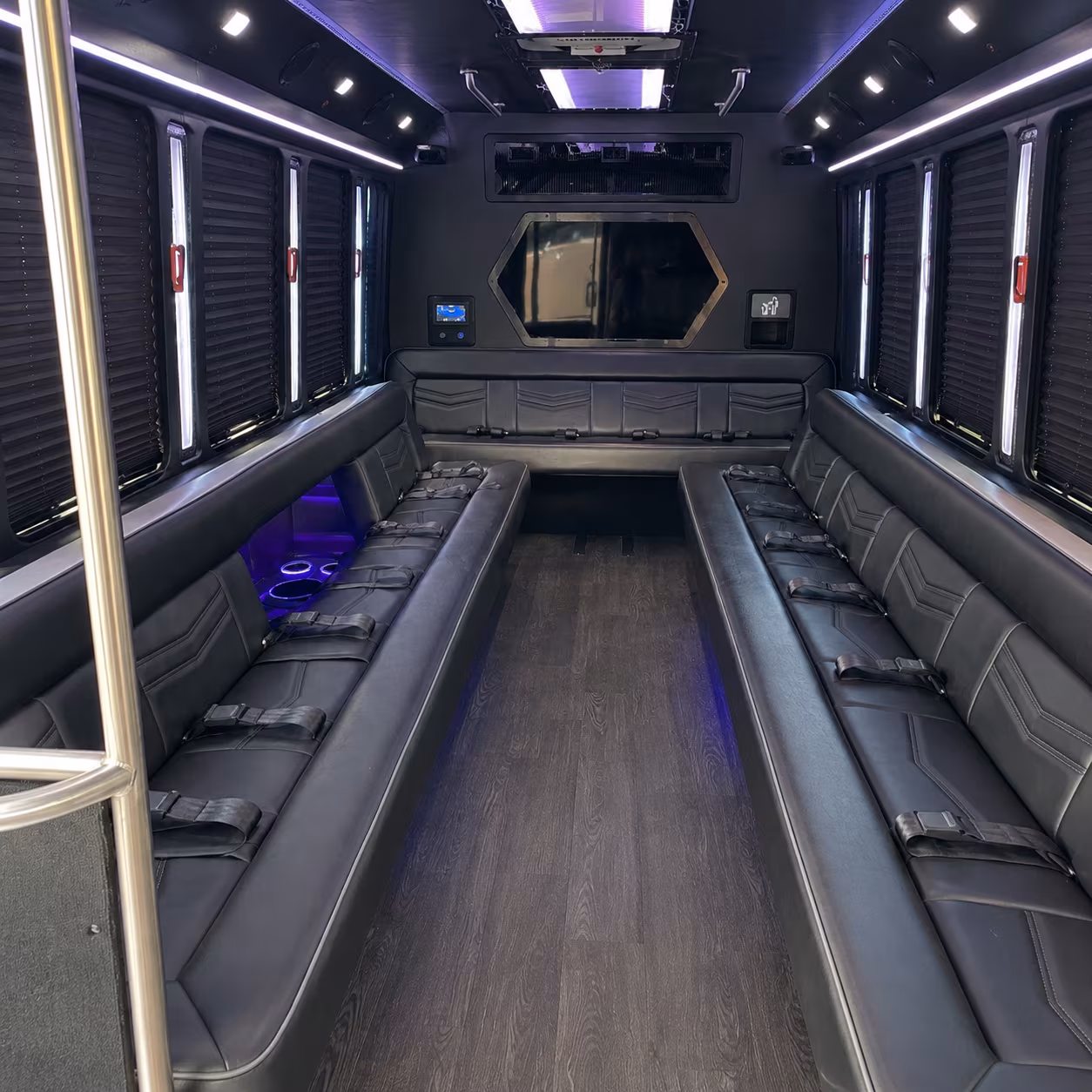 palm coast 18 passenger party bus interior