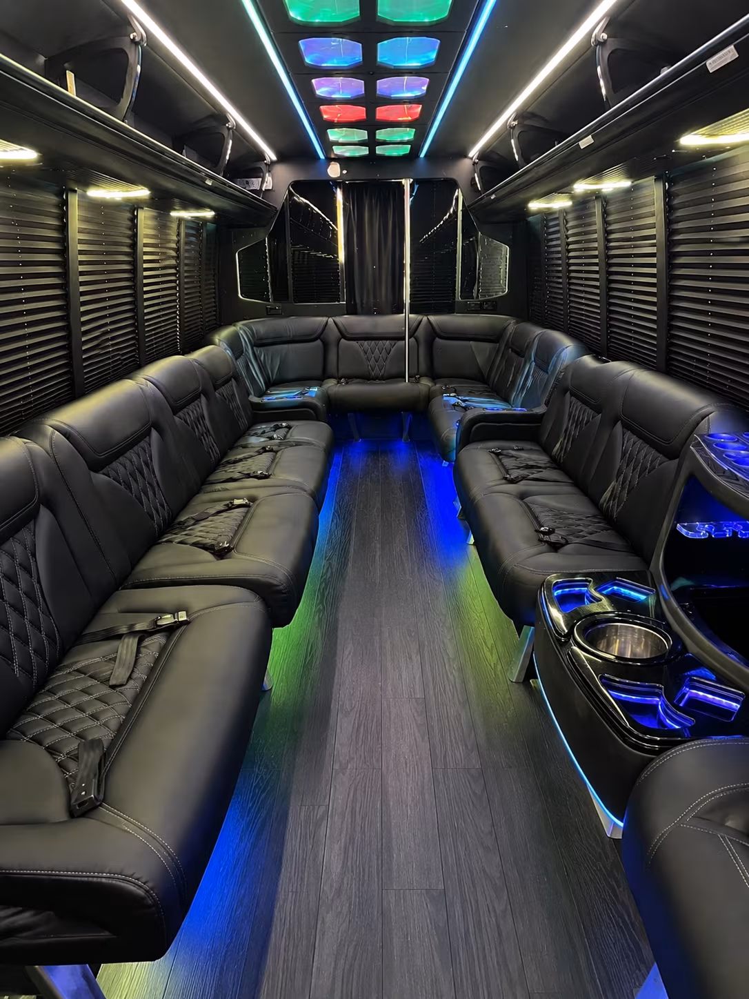 palm coast 20 passenger party bus interior