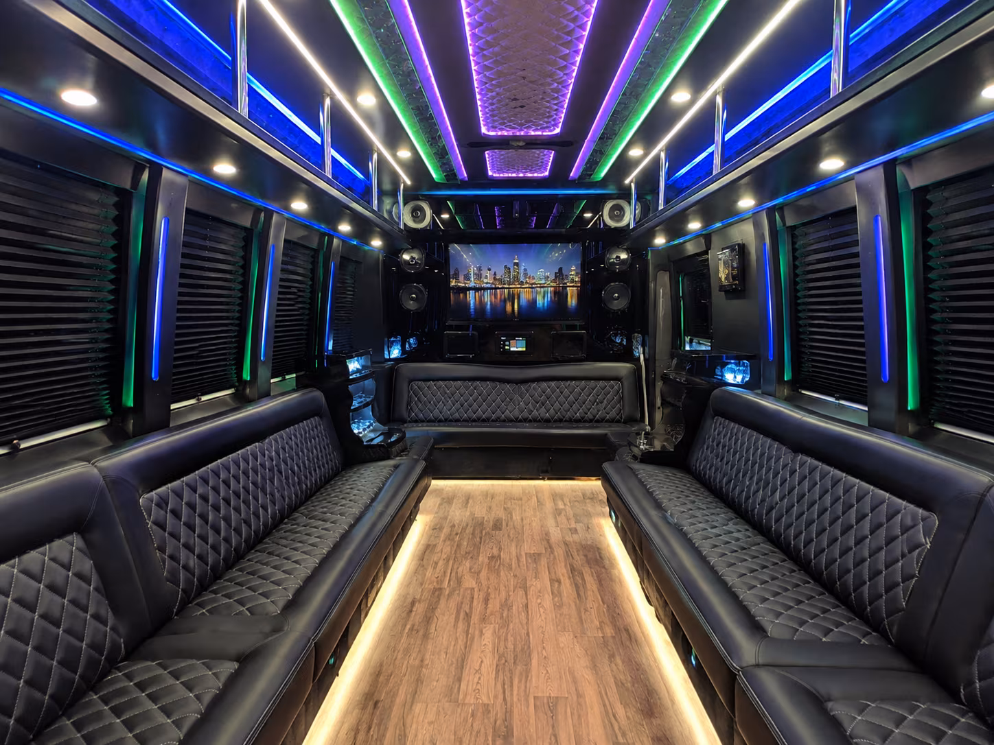 palm coast 25 passenger party bus interior