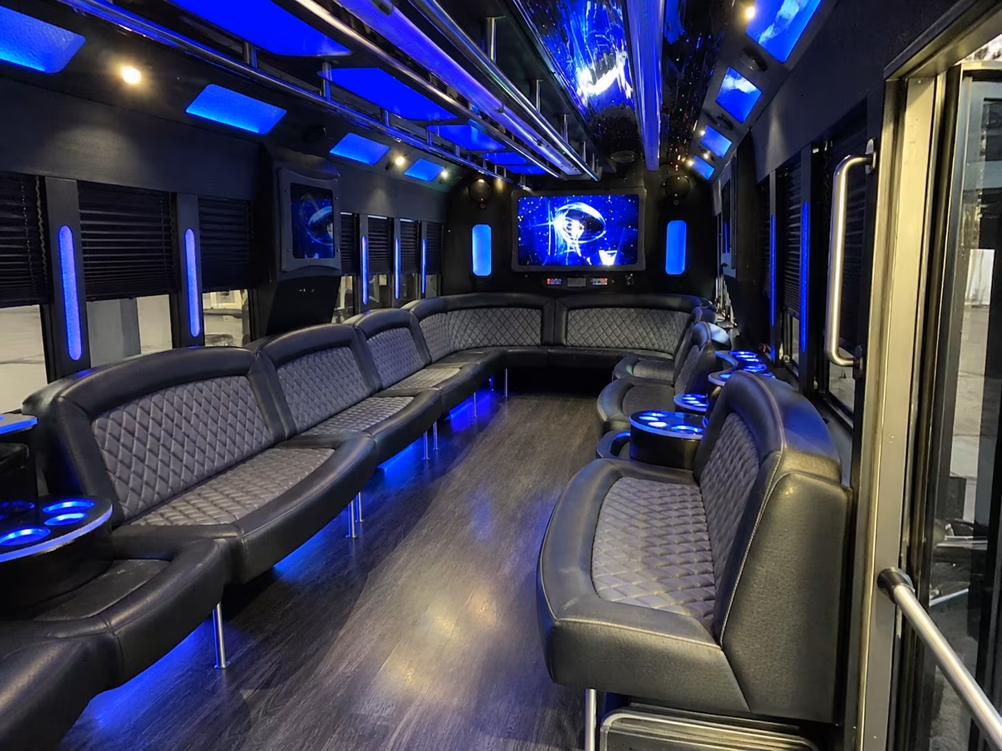 palm coast 28 passenger party bus interior