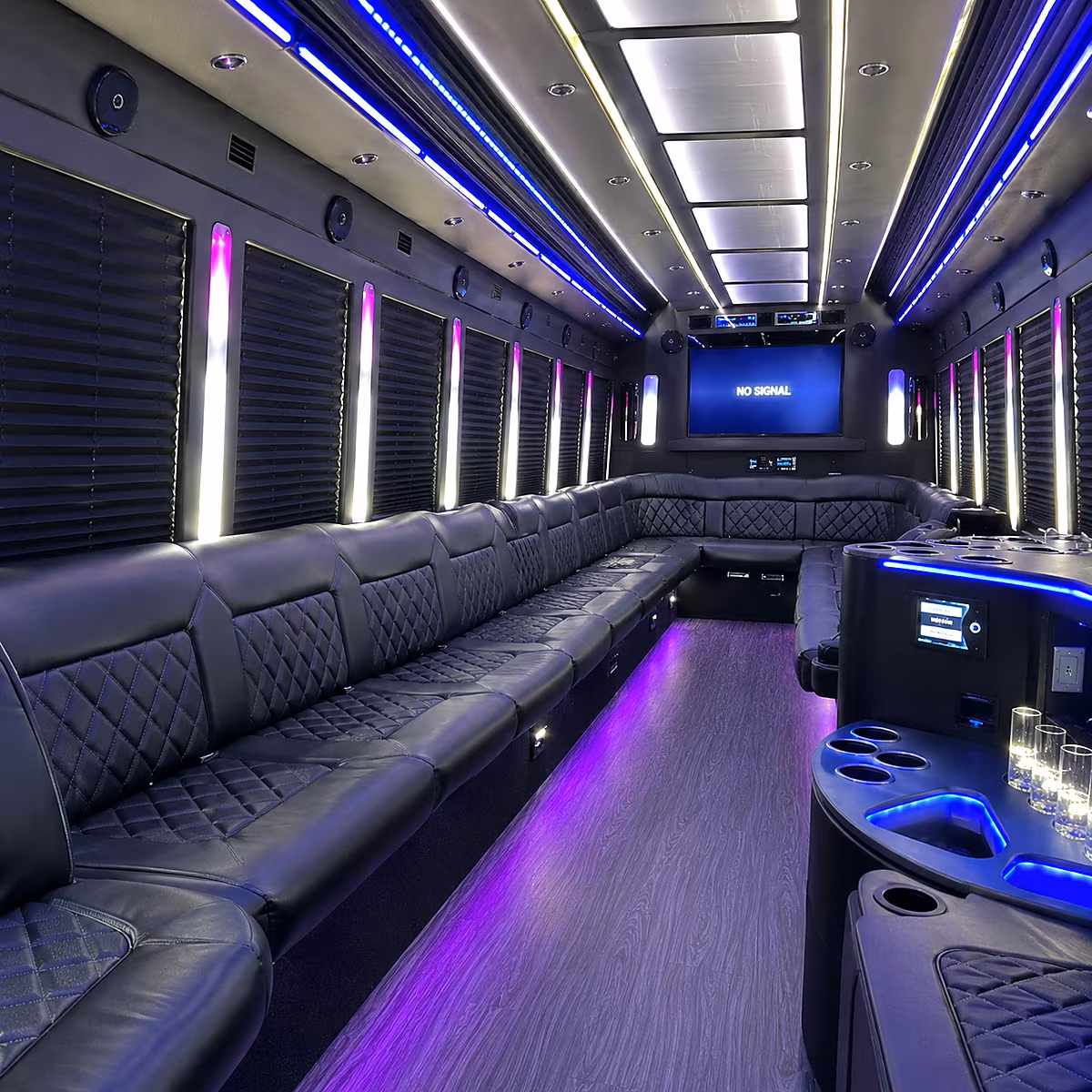palm coast 30 passenger party bus inside