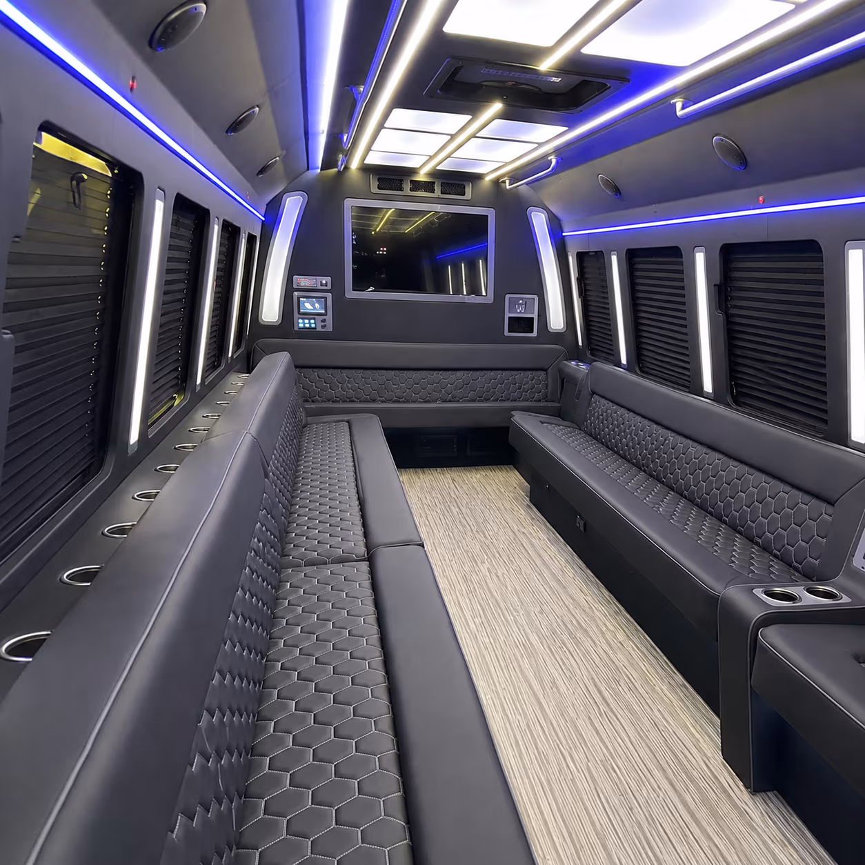 palm coast 40 passenger party bus inside