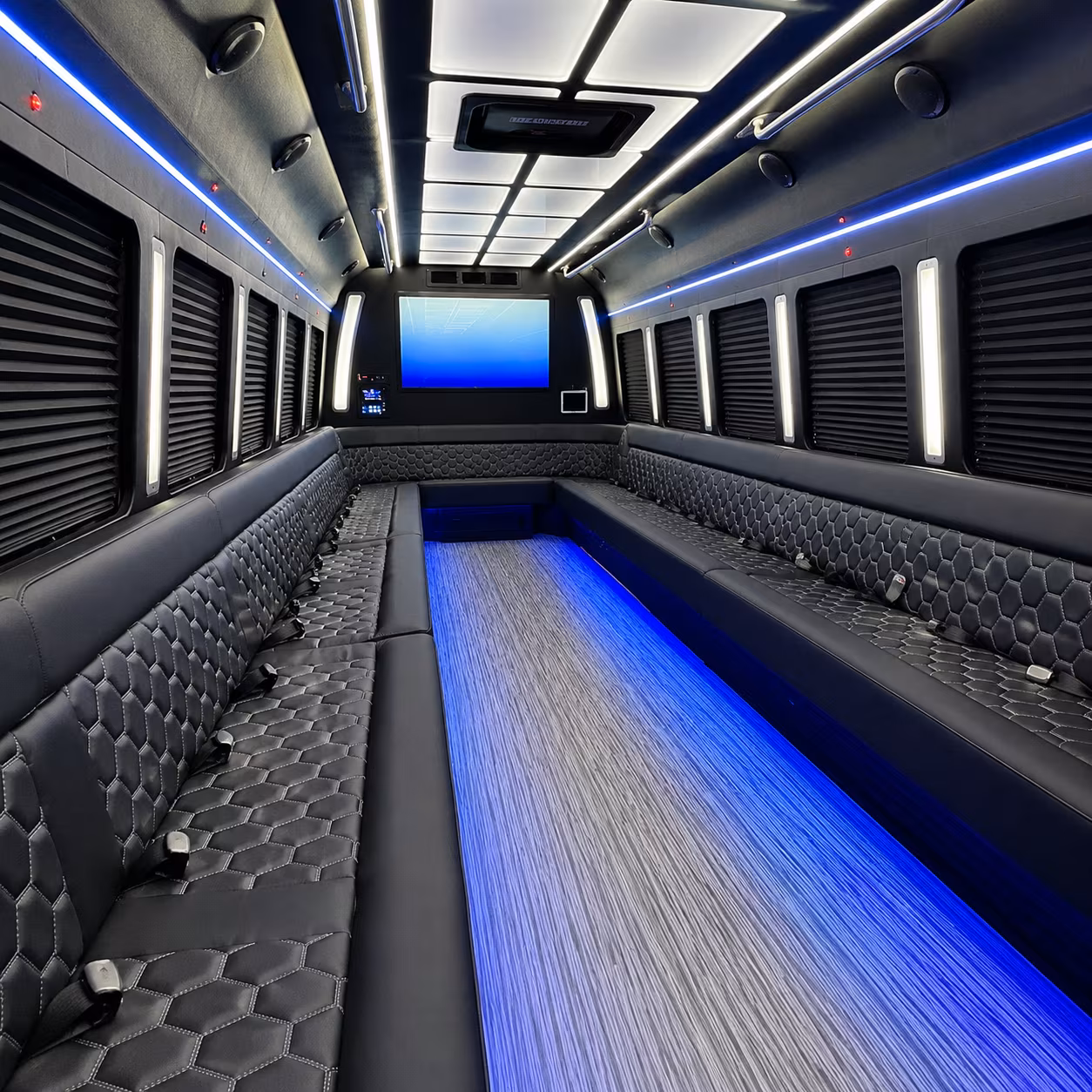 palm coast 50 passenger party bus inside