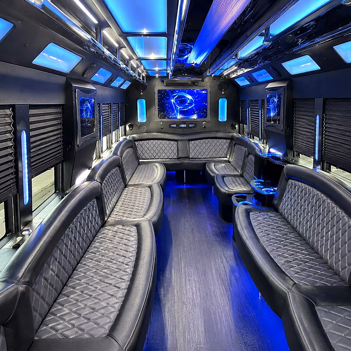 palm coast 50 passenger party bus interior